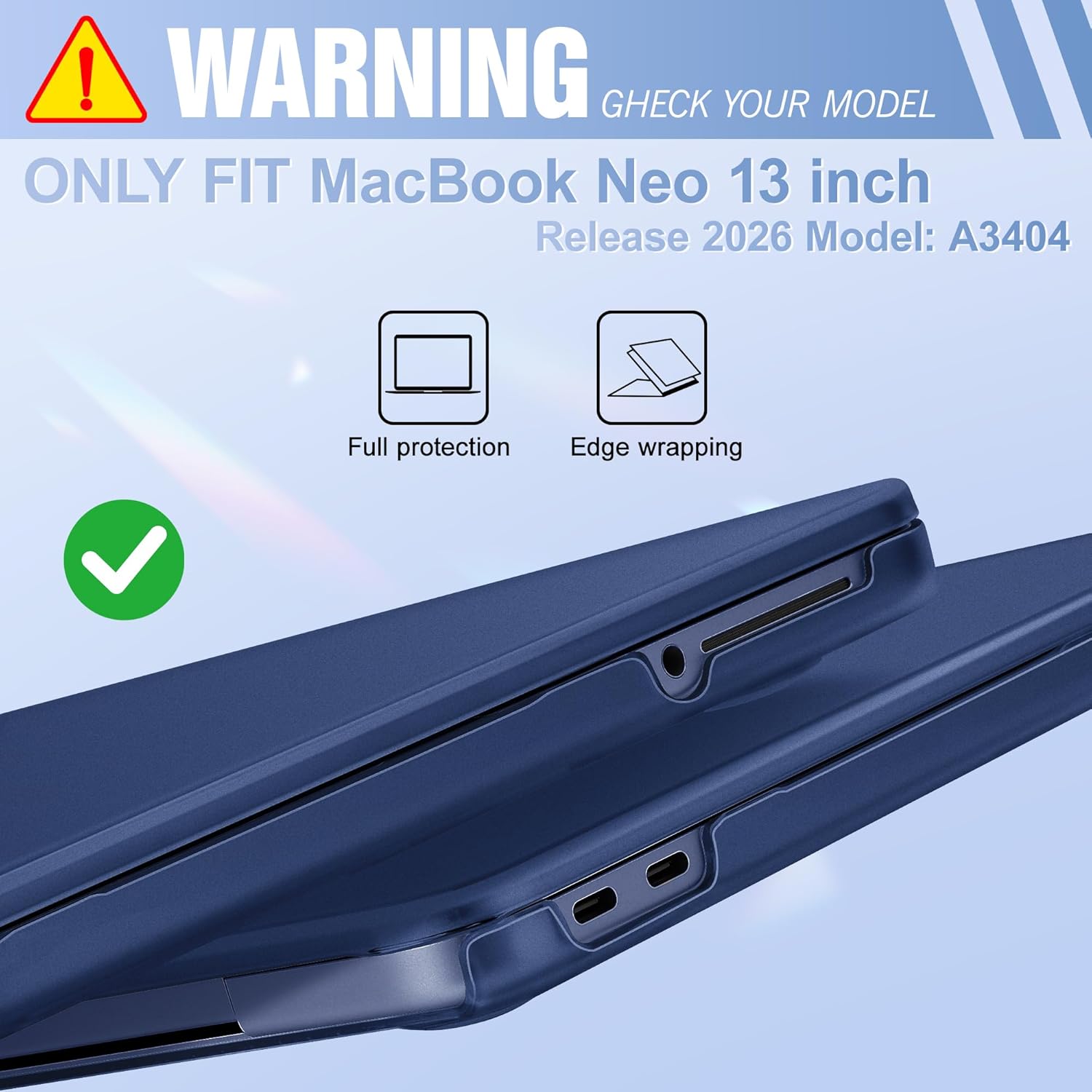 May Chen for MacBook Neo 13 inch Liquid Retina Display ((2026 Release A3404), Slim & Lightweight Protective Case with Screen Protector&Keyboard Cover&Dust Plug, Frosted Indigo