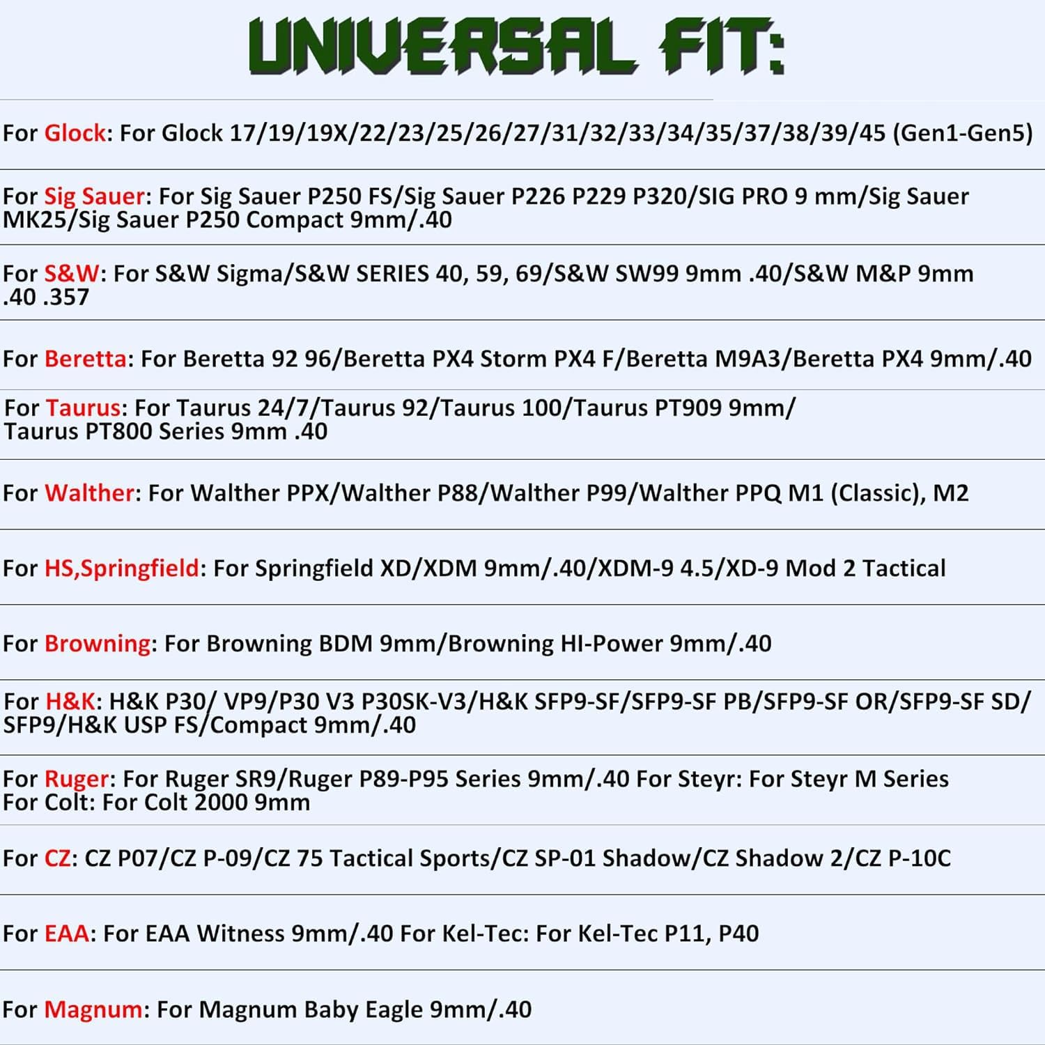 Universal Mag OWB Magazine Holster Fits