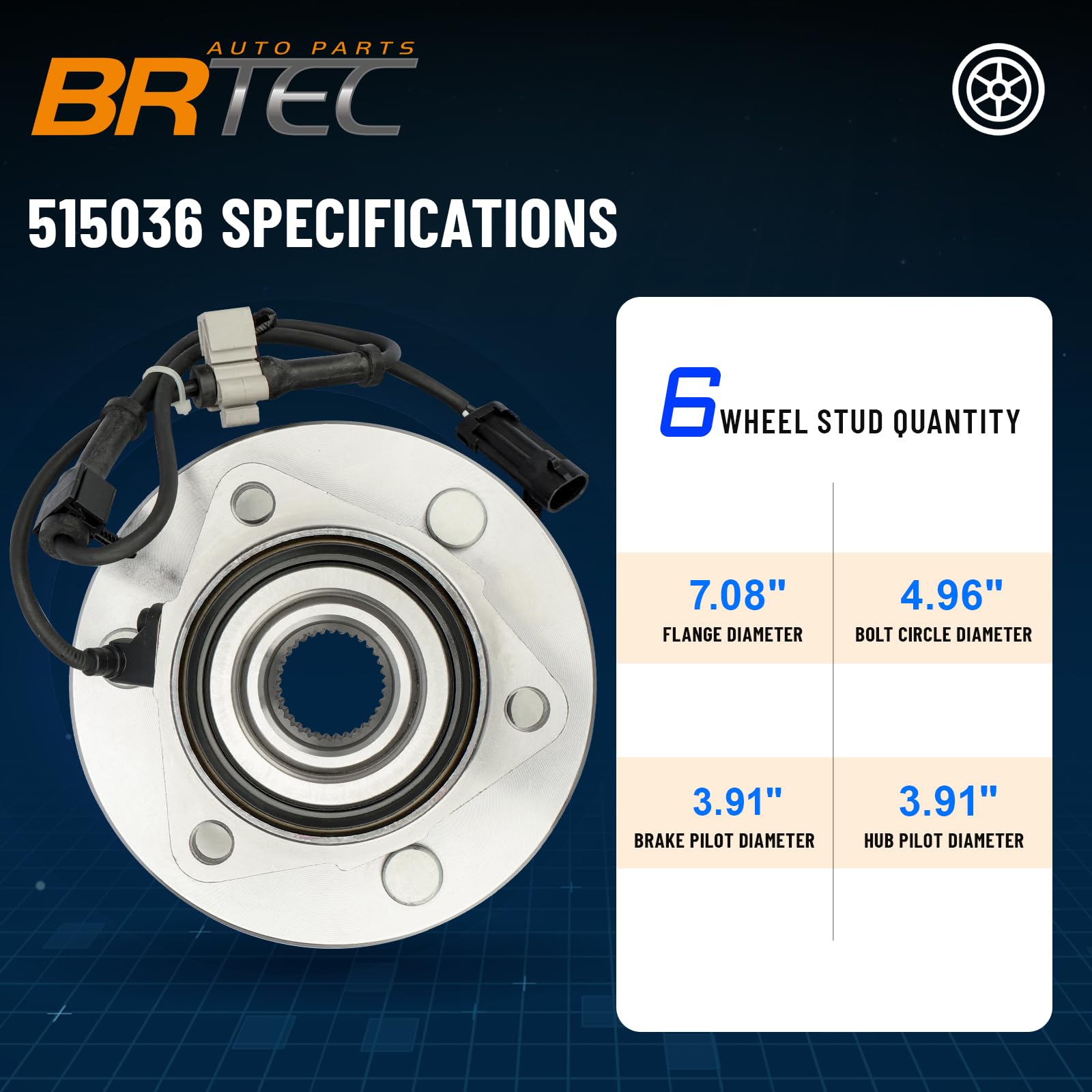 Front Wheel Hub & Bearing Assembly 4WD With 6 Lugs For Chevy Silverado, GMC Sierra, Tahoe, Suburban