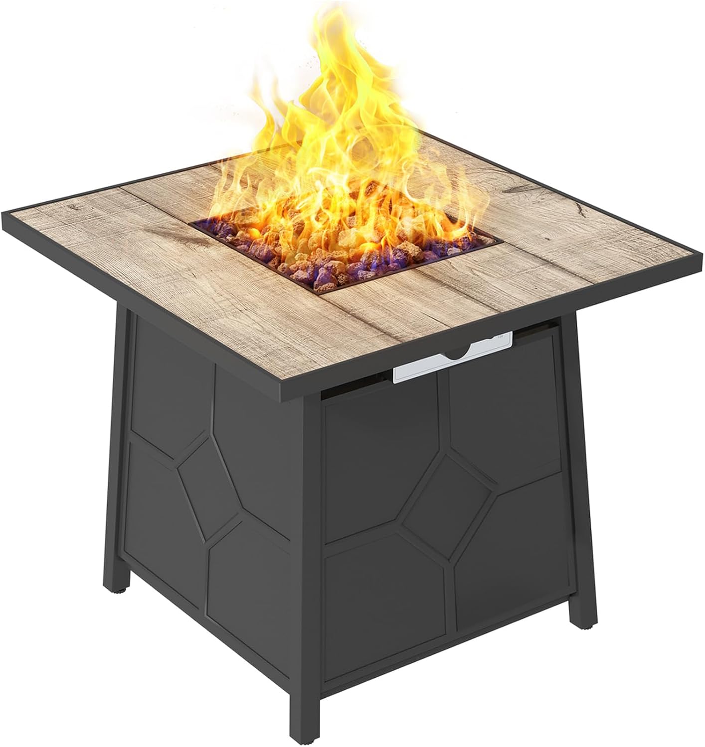 CASAINC Outdoor Fire Table Gas Fire Pit Inch Auto-Ignition Propane Fire Pit Table, 40,000 BTU Firepit with CeramicTile Tabletop, Lid and Lava Rock, Waterproof Cover, CSA Certification-Gray