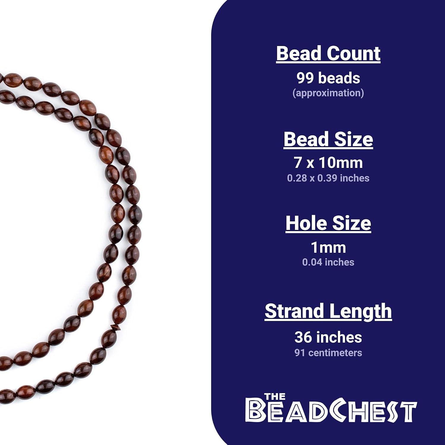 The Bead Chest Dark Brown Oval Wooden Arabian Prayer Beads 10x7mm Middle East 36 Inch Strand
