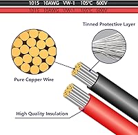 Vista 3 de Cable de carga de 10AWG de 2 pies, arnés de desconexión rápida de SAE a terminal de anillo O, cables de extensión con conectores SAE de 2 pines