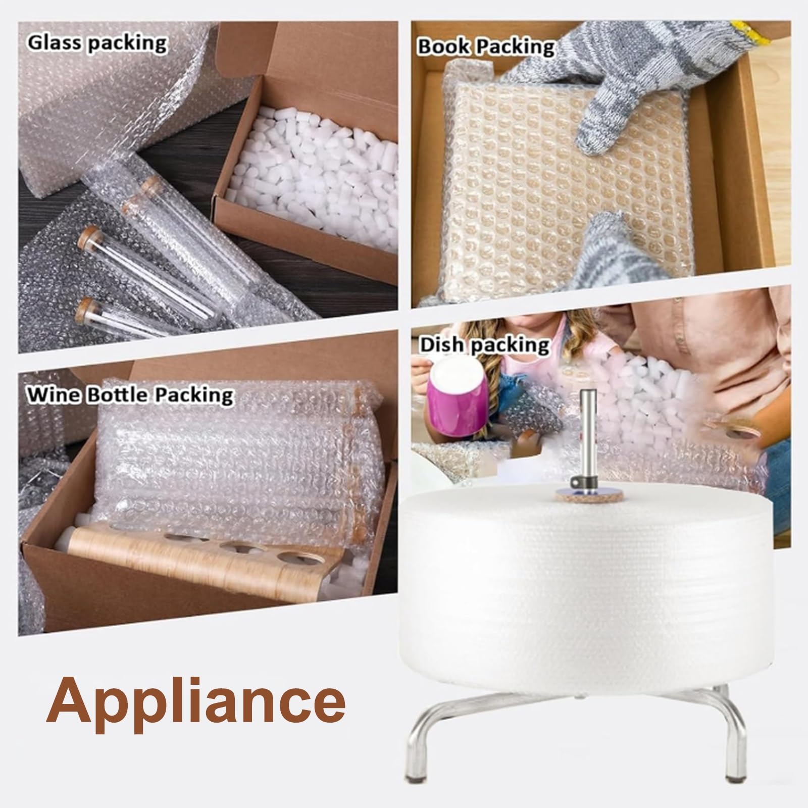 Dispenser per pluriball, in Metallo, Adatto per imballaggio e spedizione; Supporto per pluriball da 40 cm; Dispenser per Pellicola Estensibile, Adatto per Lo Spostamento di Materiali; suppor