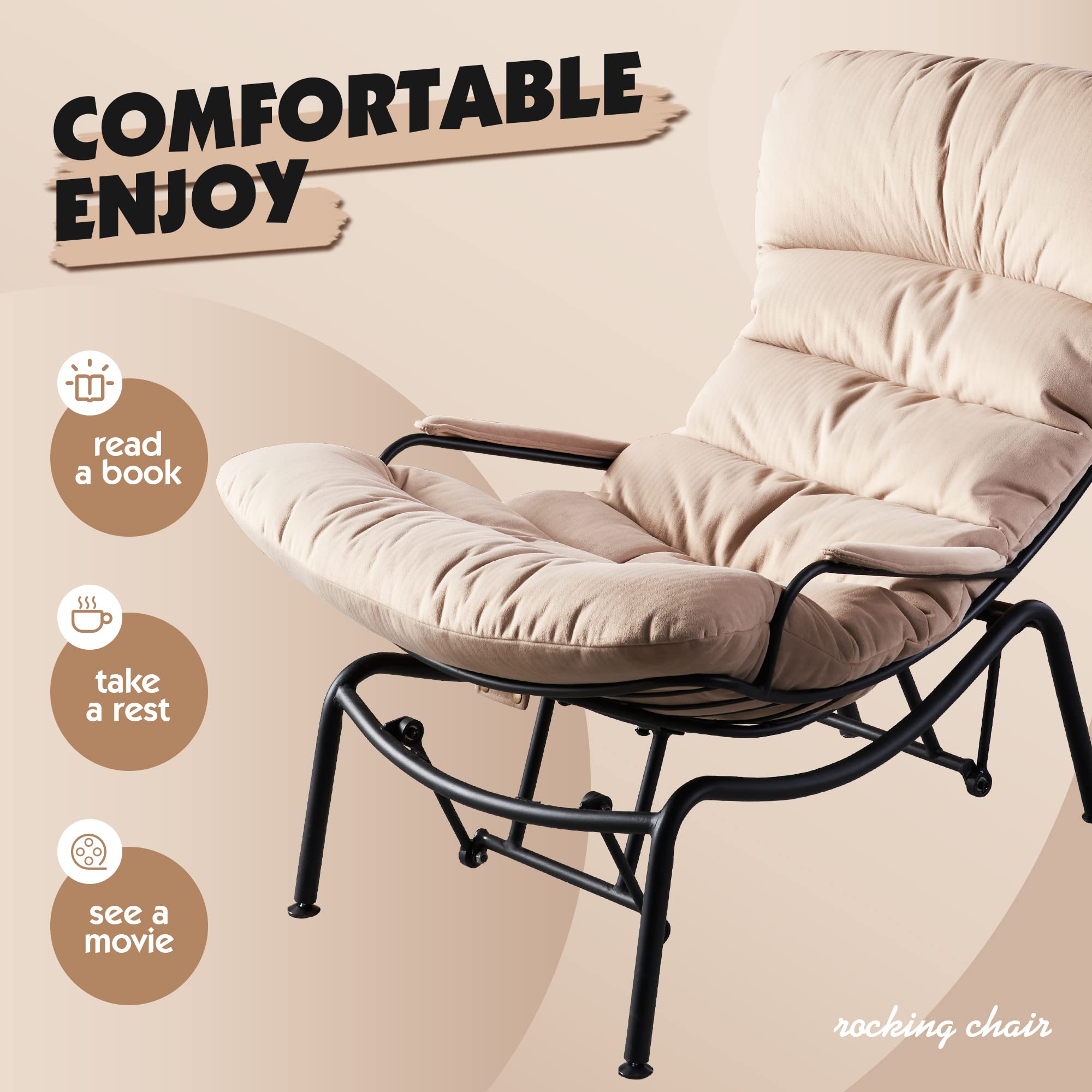 Cloud Chair Ovios Rocking Chair With Ottoman, Glider Recliner With