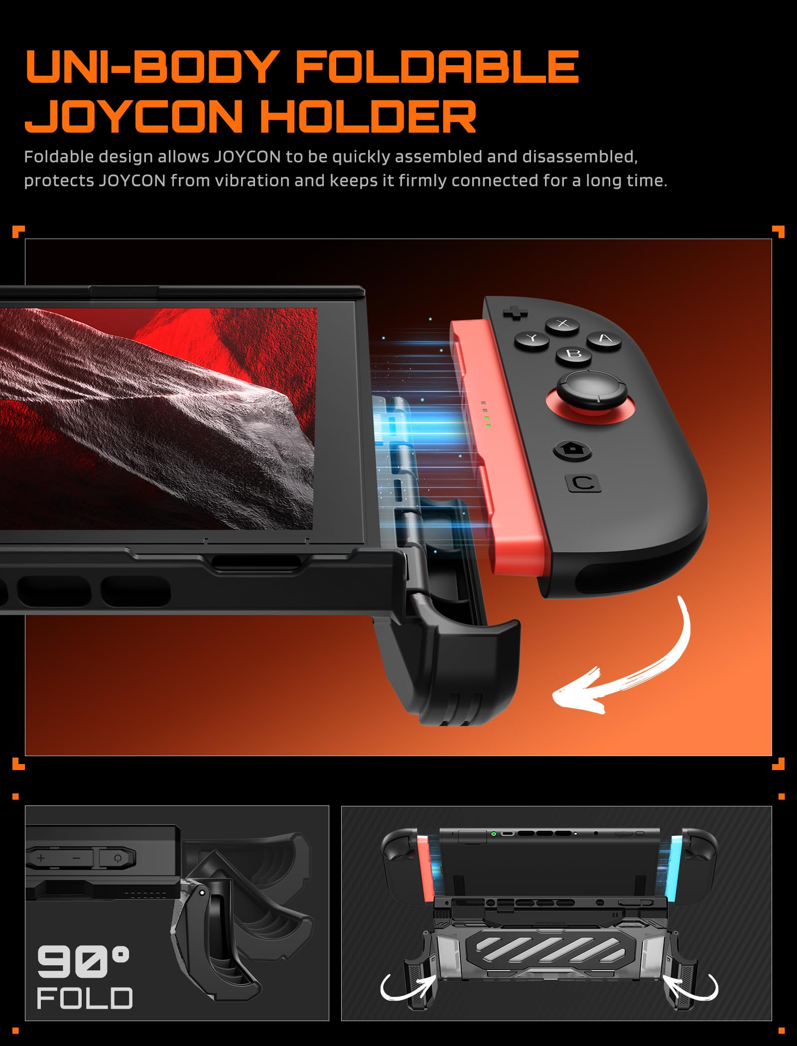 SUPCASE Coque avec Support pour Nintendo Switch 2 (2025), [Support Pliable] [Protection Qualité Militaire] [Joycons à Retrait Rapide] Accessoires Dockable Coque Compatibles avec Switch 2, Noir