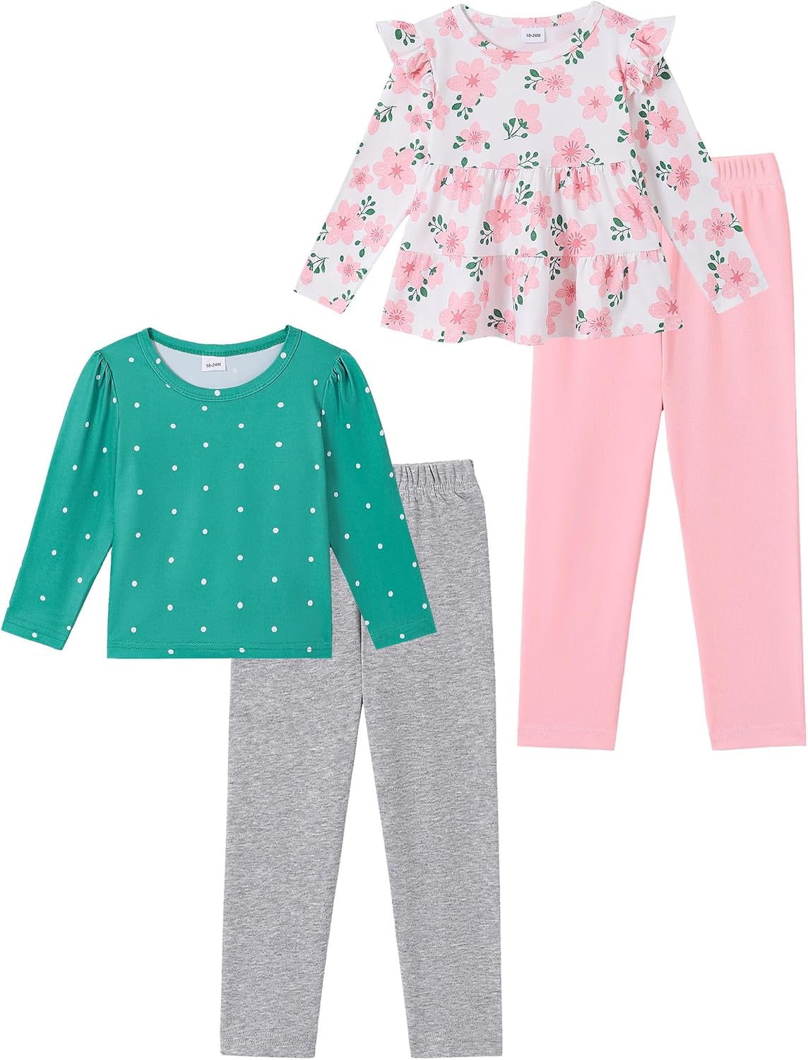 Jecson Toddler Girl Clothes Little Girls Clothes 4 Piece Outfits 18M-5T | Soft stretch fabric,lightweight,daily wear,family outing,fall clothes for toddler girls,4 pieces total,ruffled sleeve
