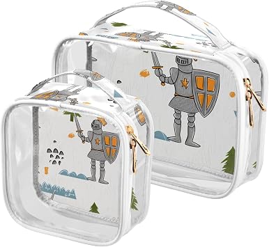 Knights with Shields Makeup Bag for Women, Clear Travel Cosmetic Bag, Portable Waterproof Toiletry Bags for Travel Vacation Bathroom Organizing