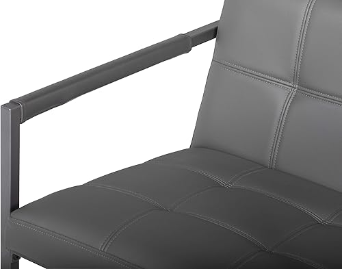 Miniatura 5 de Studio Designs Home - Silla decorativa moderna Camber de mediados de siglo, marco de metal gris peltre y cuero adherido humo