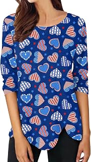 DABAOK Womens Tops Short Sleeved Drawstring Shirt Round Neck Button Side Tunic Comfortable Summer Clothes Sale Clearance