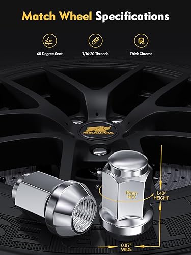 Vista 17 de MIKKUPPA Tuercas de rueda M12x1.5, repuesto para Jeep Compass 2006-2017, Patriot 2007-2017, Chevy Cruze 2010-2019, rueda Malibu Aftermarket Cromo