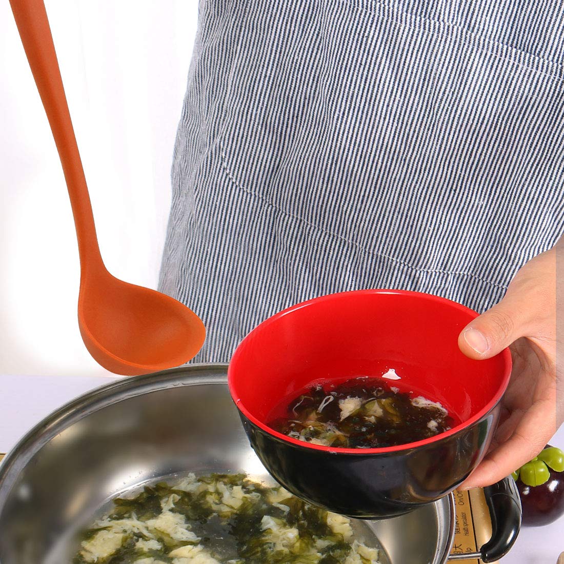 Louche à Soupe En Silicone - Grande Capacité, Résistante à La Chaleur, Couleur Aléatoire, Ustensile De Cuisine