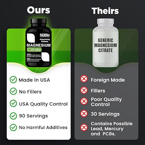 Miniatura 7 de Cápsulas veganas de citrato de magnesio de 400 mg (Citrato de Magnesio) sin OMG y sin gluten, suplemento de magnesio para ayuda para dormir,