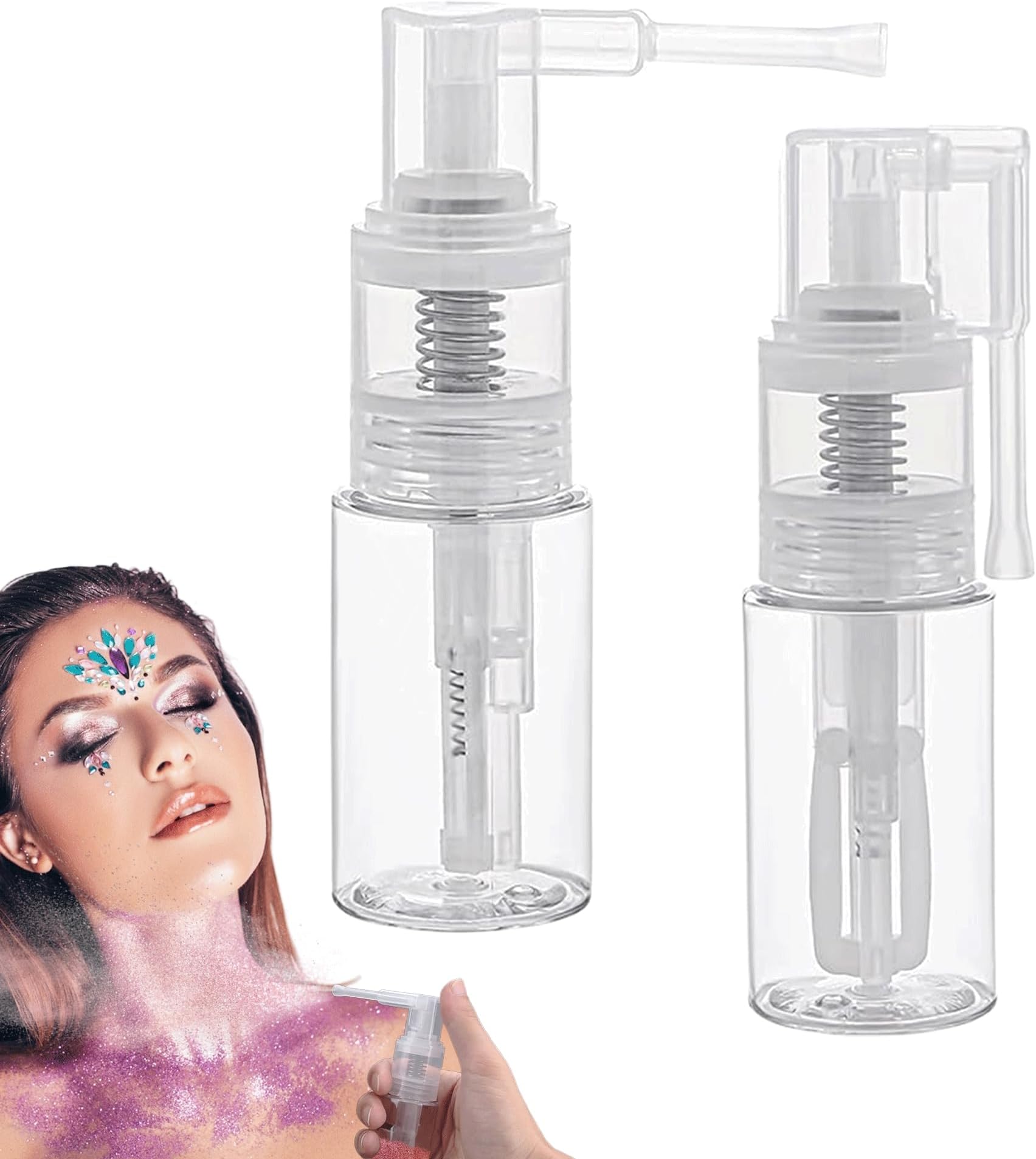 2PCS Spray Bottle for Glitter Duster Sprayer Clear 35ml Dry Powder Spray Bottle Glitter Spray for Cakes Multi Purpose Transparent Plastic Glitter Spray Bottle for Cakes Craft Scrapbooking Cardmaking