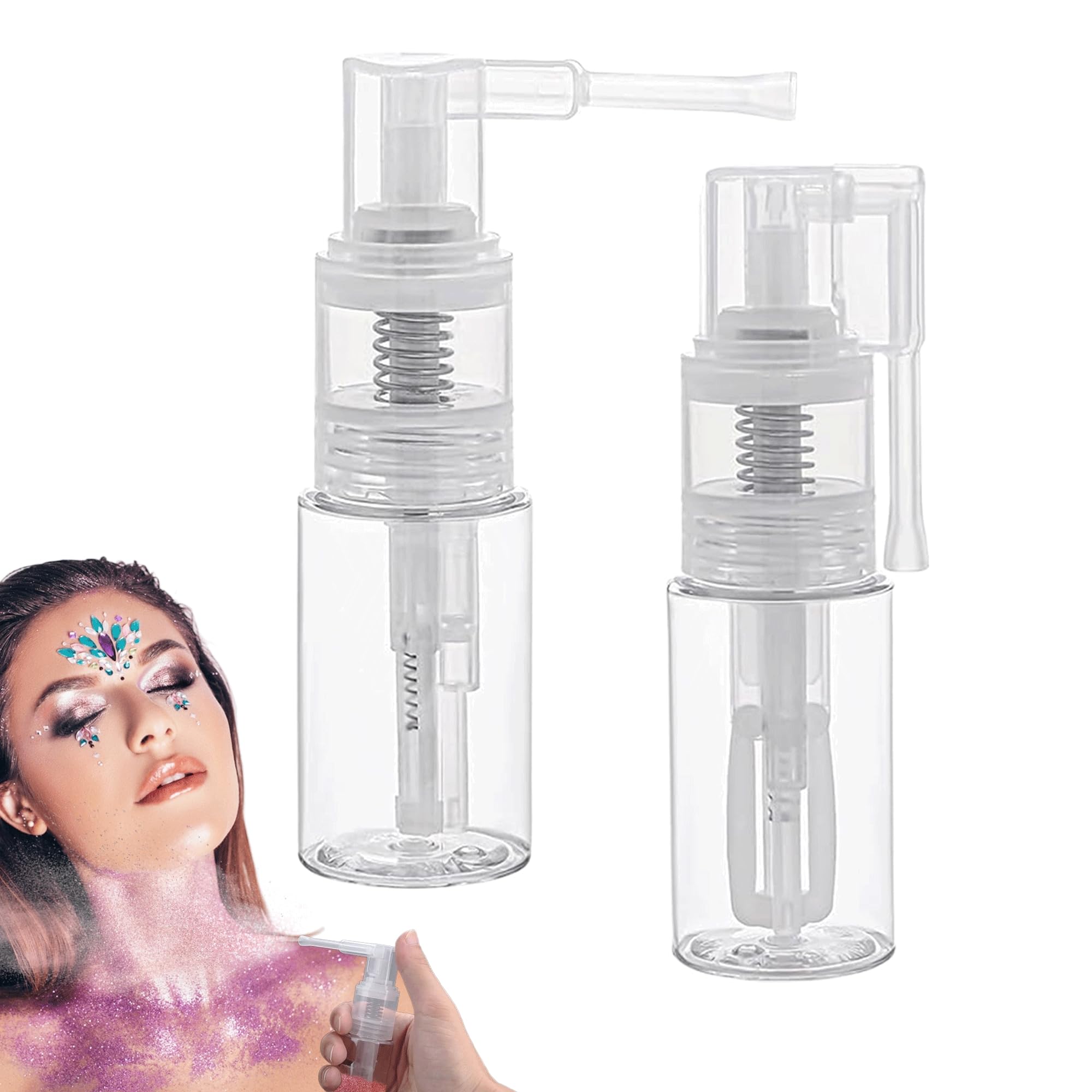 2PCS Spray Bottle for Glitter Duster Sprayer Clear 35ml Dry Powder Spray Bottle Glitter Spray for Cakes Multi Purpose Transparent Plastic Glitter Spray Bottle for Cakes Craft Scrapbooking Cardmaking