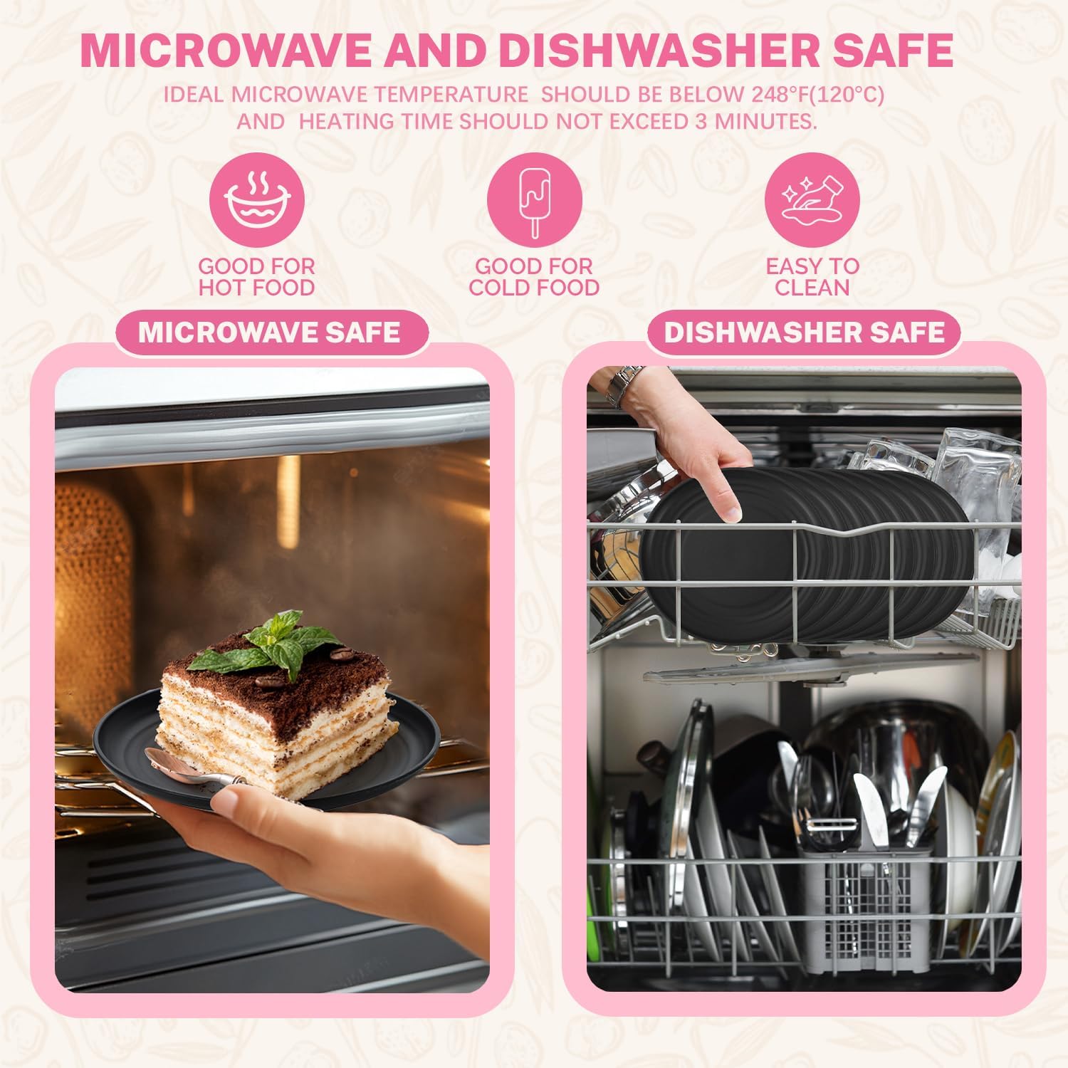 Homienly Black Small Plates | 5.7 Unbreakable Melamine Appetizer & Dessert Plates, Chic Wheat Straw Salad Plates | For Sushi, Cocktails, Bread & Side Dishes -Set of 8, Black