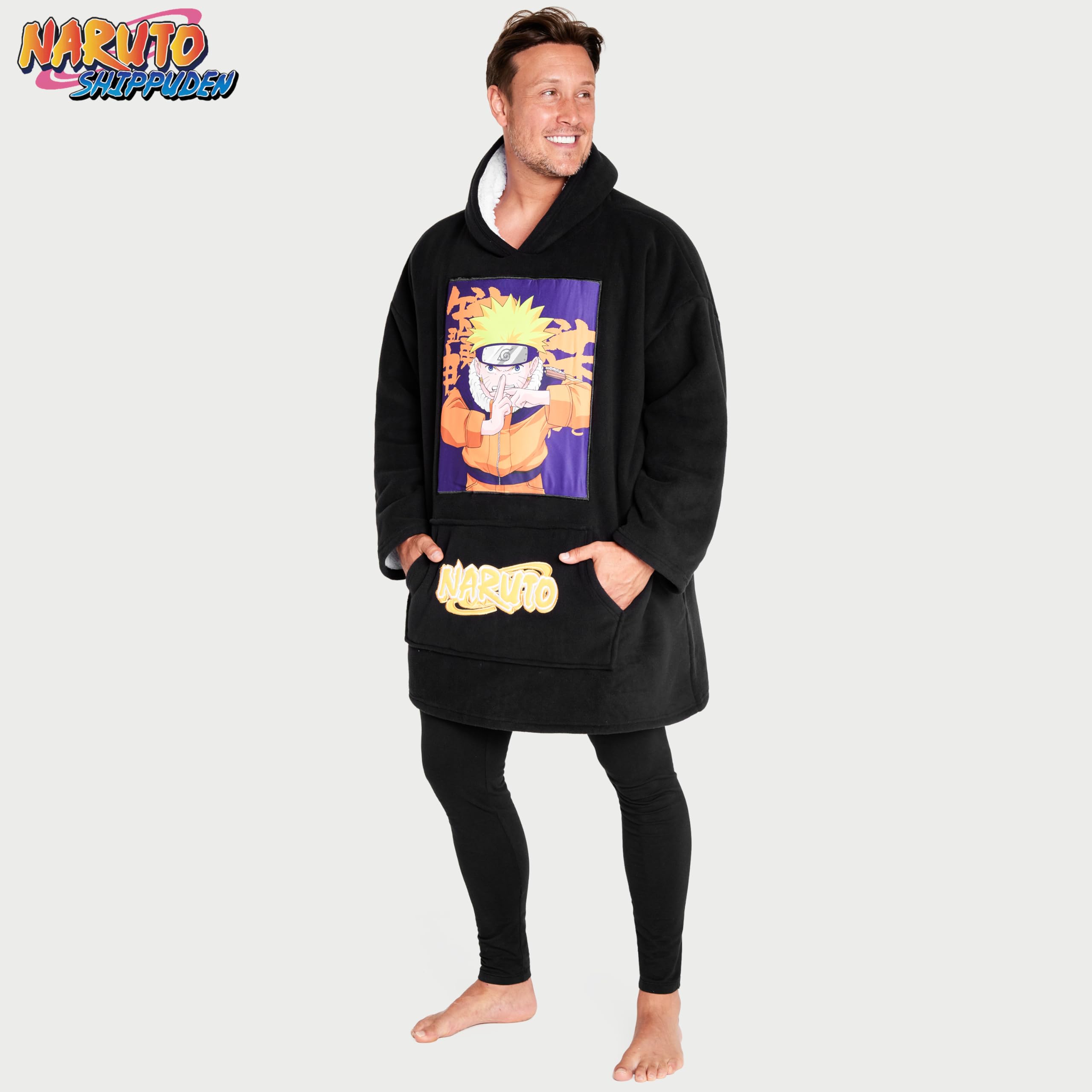 Naruto Felpa Coperta con Cappuccio Uomo - Felpe Oversize di Pile Blanket Hoodie Taglia Unica Gadget Ufficiale