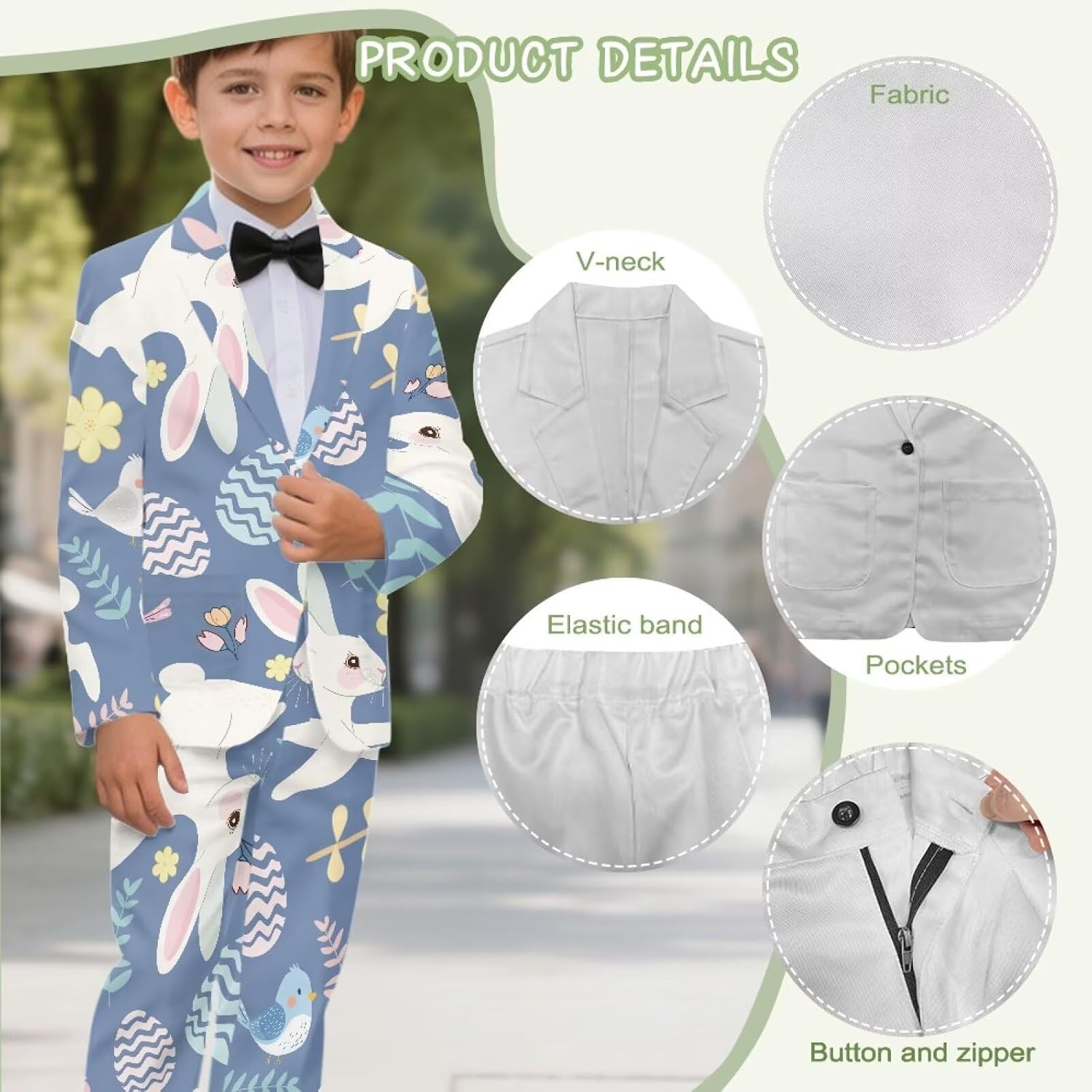 2 Piece Boys Suits Set,Kids Suit Jacket & Trousers with Elastic Waistband Formal Wedding for Party Wear