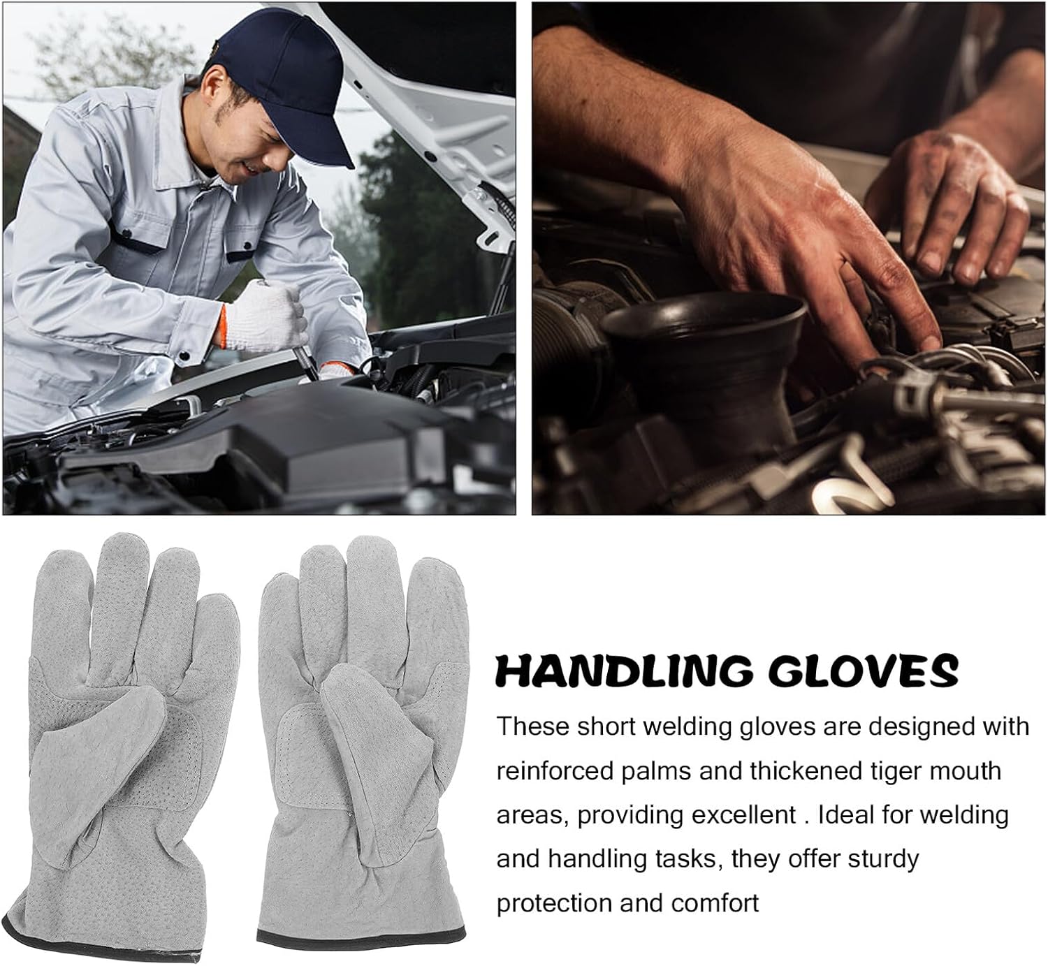 Didiseaon Heat Resistant Welding Gloves Short for Men Women Reinforced Thumb Safety Gloves for Welding Blacksmithing Outdoor Work Comfortable Fit Protective Workwear