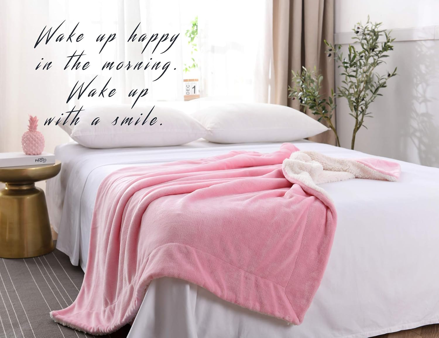 NANPIPER Fleece Blanket Reversible Sherpa Flannel Throw Blanket Super Soft Fuzzy Plush Microfiber for Bed/Couch (60"x80",Pink) - Image 7