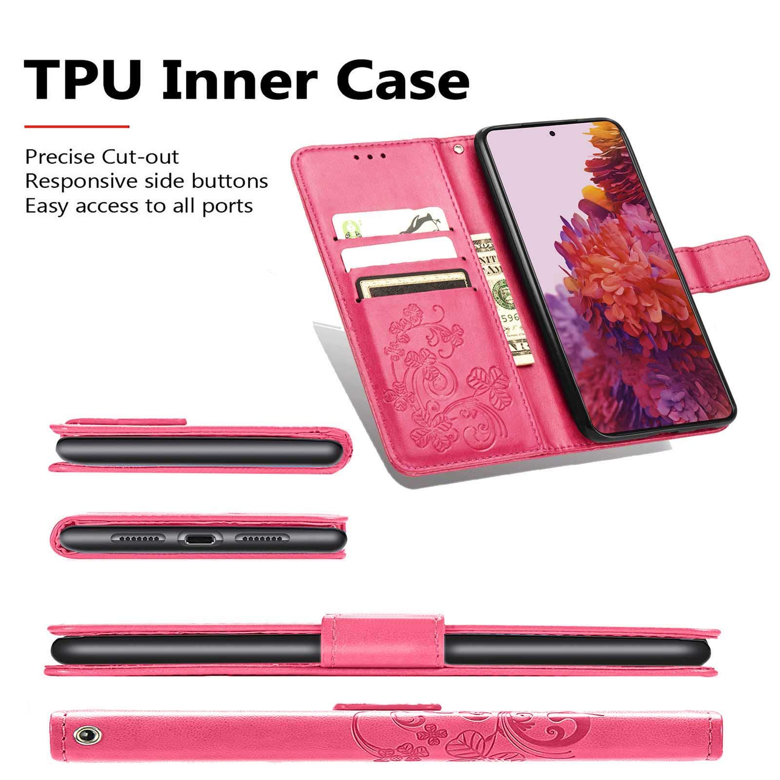 SEAHAI Cover per Motorola Moto G14 Portafoglio, Custodia con Bella Foglie e Gatto in Rilievo Design in Pelle Custodia, Antiurto Case Custodia, Lavanda