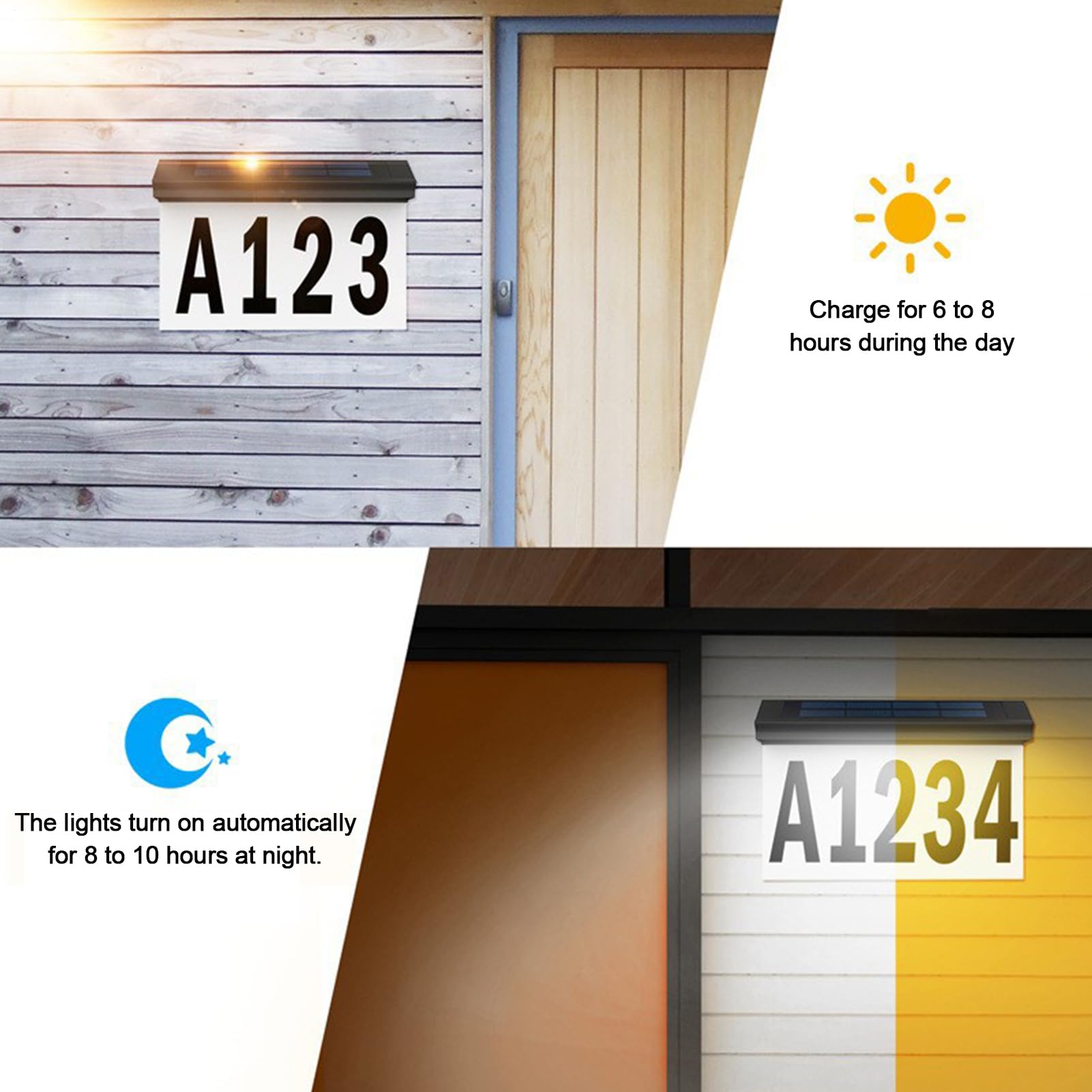 Numeri Civici Con 2 Modalità Di Illuminazione Durevole Moderno Impermeabile | Decorazione Per Con Numeri Ideale Per Cortile, Giardino, Casa, Residenza, Viale E