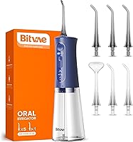 Vista 19 de Bitvae - Hilo dental de agua para dientes, limpiador de dientes inalámbrico, 3 modos 5 intensidades, IPX7 impermeable, púas dentales de agua Negro