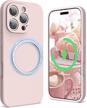 SURPHY Magnetic Design for iPhone 16 Pro Max Case, Liquid Silicone Protection for Each Lens Shockproof Gel Rubber Phone Case for iPhone 16 Pro Max 6.9 inch 2024, Pink Sand