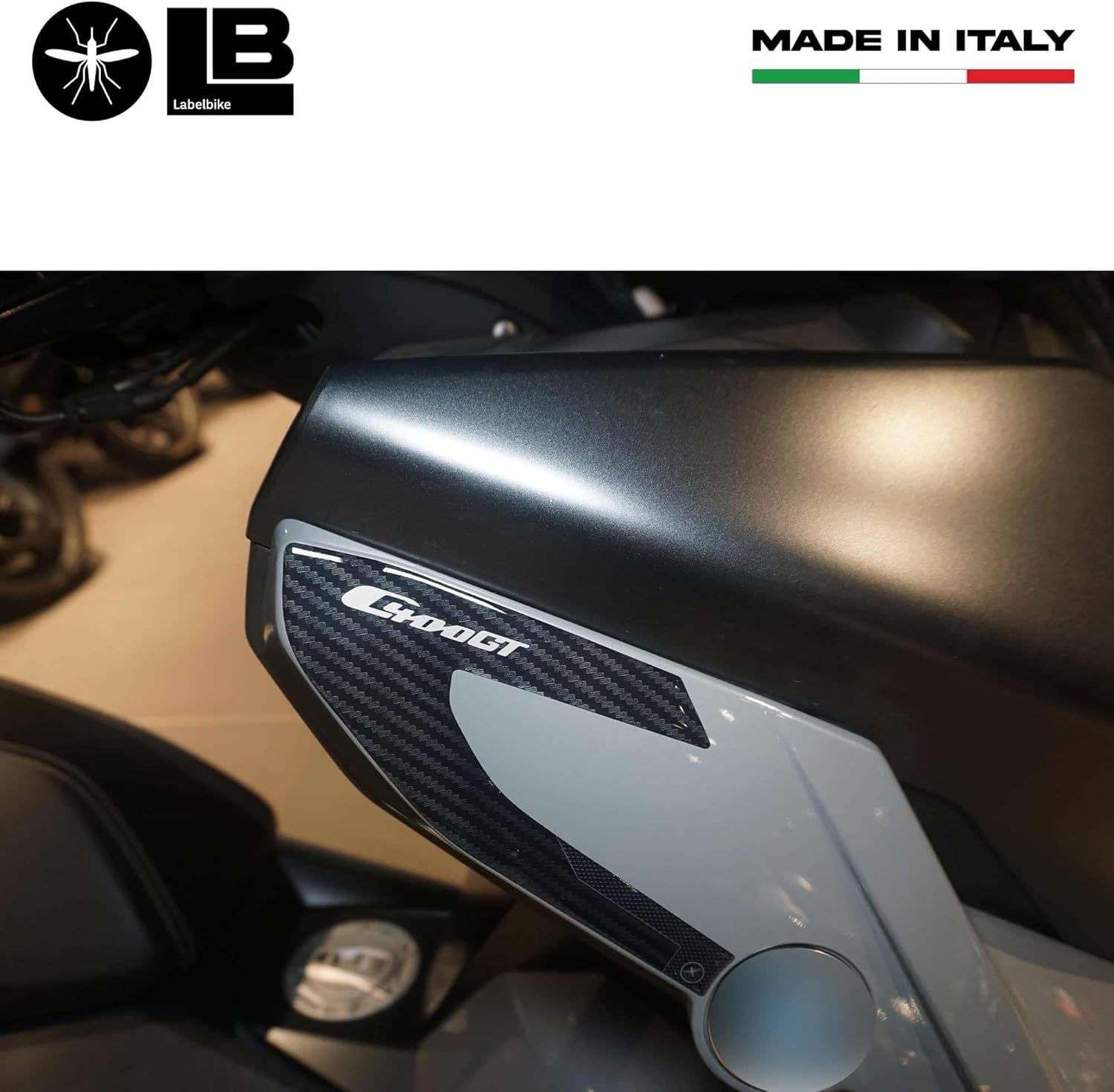 labelbike - 3D Stickers Motorcycle Scooter Corner Guards Fairing Protection and Decoration in Resin Compatible with BMW C400GT 2021-2023 Color Carbon Black Gray