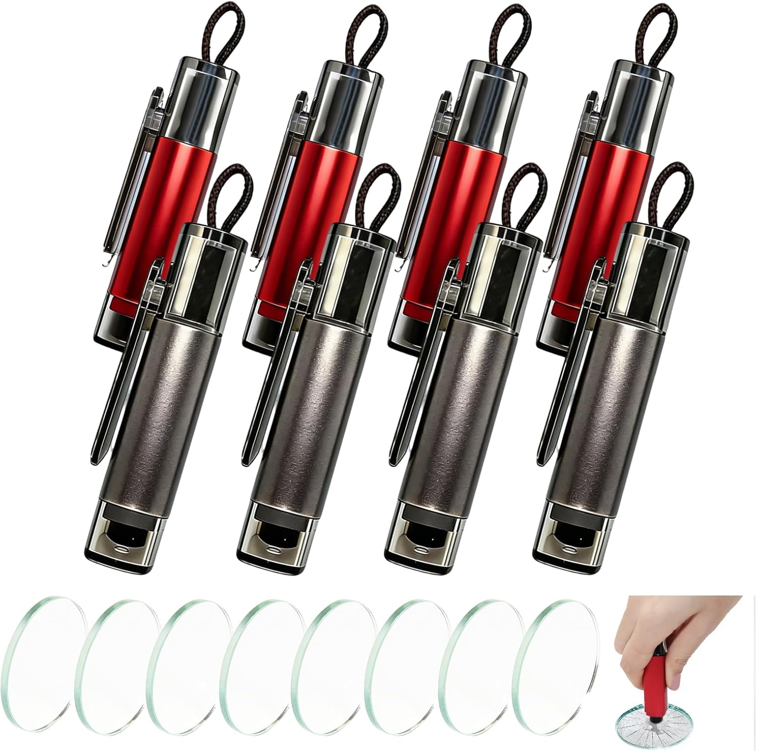 8 Pack Window Breaker Seatbelt Cutter Car Safety Hammer, 2-in-1 Glass Breaker and Seat Belt Cutter with Test Glass, Emergency Rescue Tool Underwater for All Vehicles, Cars, SUVs, Trucks