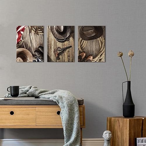 Miniatura 4 de Arte de pared de vaquero, decoración de pared del oeste, decoración rústica de vaquero para hombres, niños, dormitorio, granja, lienzo, pinturas