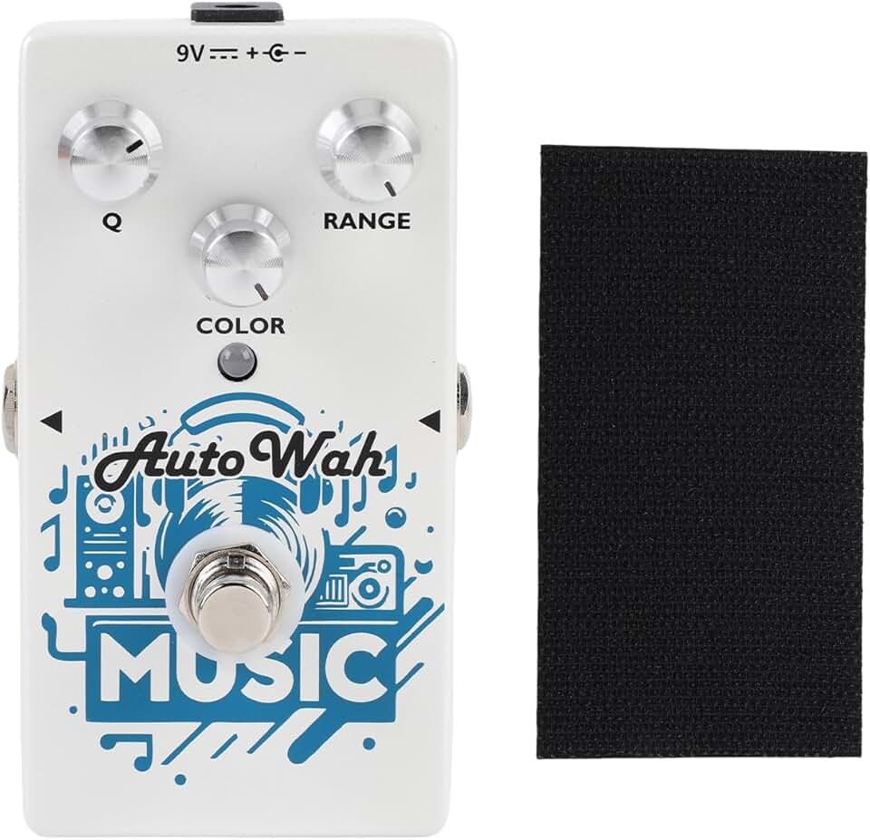 Alomejor Pedal Wah Automático, Pedal de Efeitos de Guitarra, Design Clássico Dos Anos 70 Com Botões Coloridos de Faixa Q, para Guitarra Elétrica, Baixo, Performance de Palco