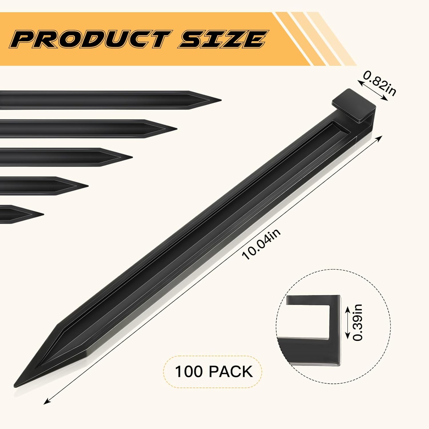 100 Pcs Garden Landscape Stakes, 10 Inch Garden Landscape Anchoring Stakes for Yard Terrace, Landscape Edging Coil, Grass, Bender Board, Garden Liner