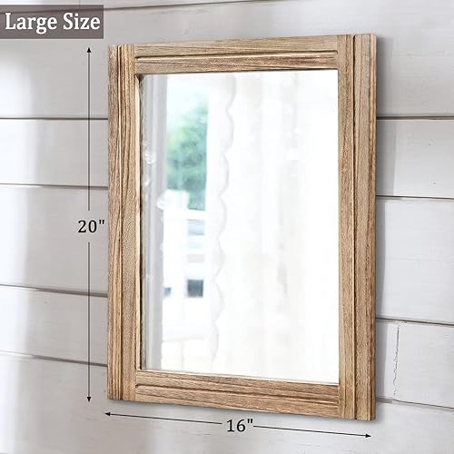 Miniatura 2 de AAZZKANG Espejos rústicos para pared, espejo rectangular con marco de madera de 20 x 16 pulgadas, espejo decorativo para dormitorio y baño
