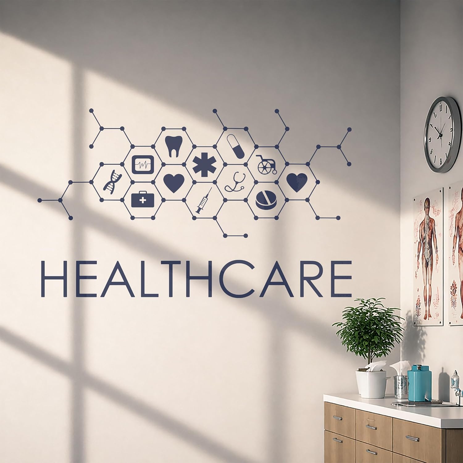 Vinyl Wall Decal Healthcare Medical Office Hospital Clinic Health Stickers Mural Large Decor (ig6062) Black