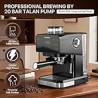 Vista 4 de Máquina de café expreso de 20 bares, cafetera con molinillo, cafetera con espumador de leche y cafetera profesional para café con leche capuchino