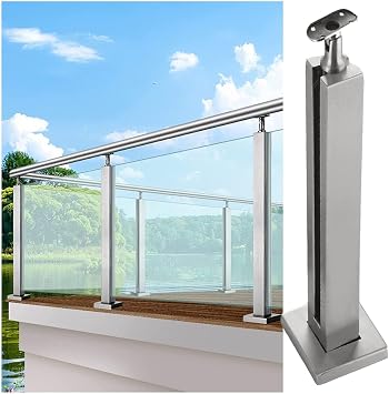 Stainless Steel Glass Balustrade Posts Kit for Deck/Pool, Square/Round Handrail Glass Railing System for Balcony - Durable & Stylish