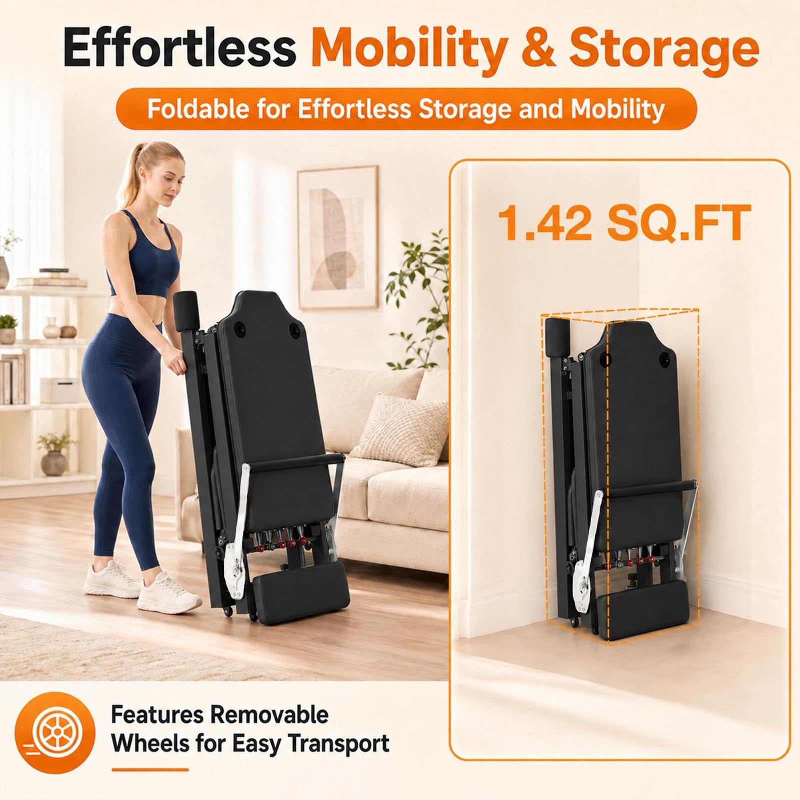 Attrezzatura Pieghevole Per Pilates, Riformatore Pieghevole Per Pilates, | Lettino Per Allenamento Pilatess Core,La Macchina Pieghevoles Per Allenamento Fitness A Casa Supporta Fino A 300