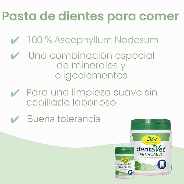 Foto 3 de 8 de dentaVet Polvo antiplaca para Perros y Gatos - Cuidado Dental Natural, 150 g