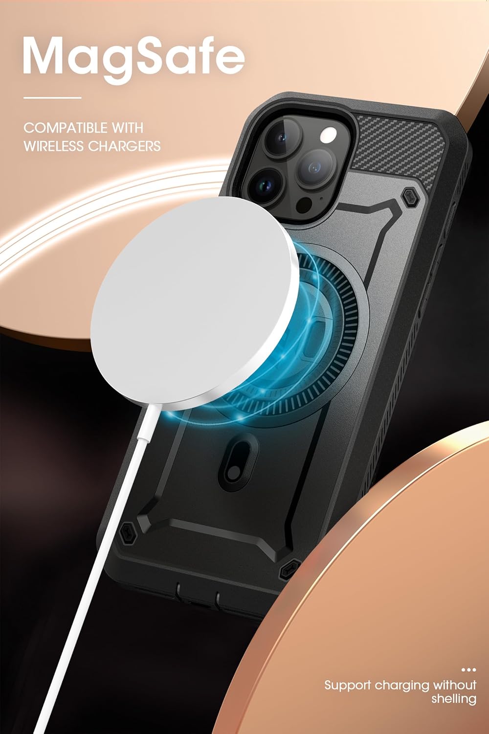 SUPCASE Unicorn Beetle Pro Mag Case for iPhone 15 Pro Max 6.7", Compatible with MagSafe Full Body Rugged Case with Built-in Screen Protector & Kickstand & Belt-Clip (Black) - Image 3