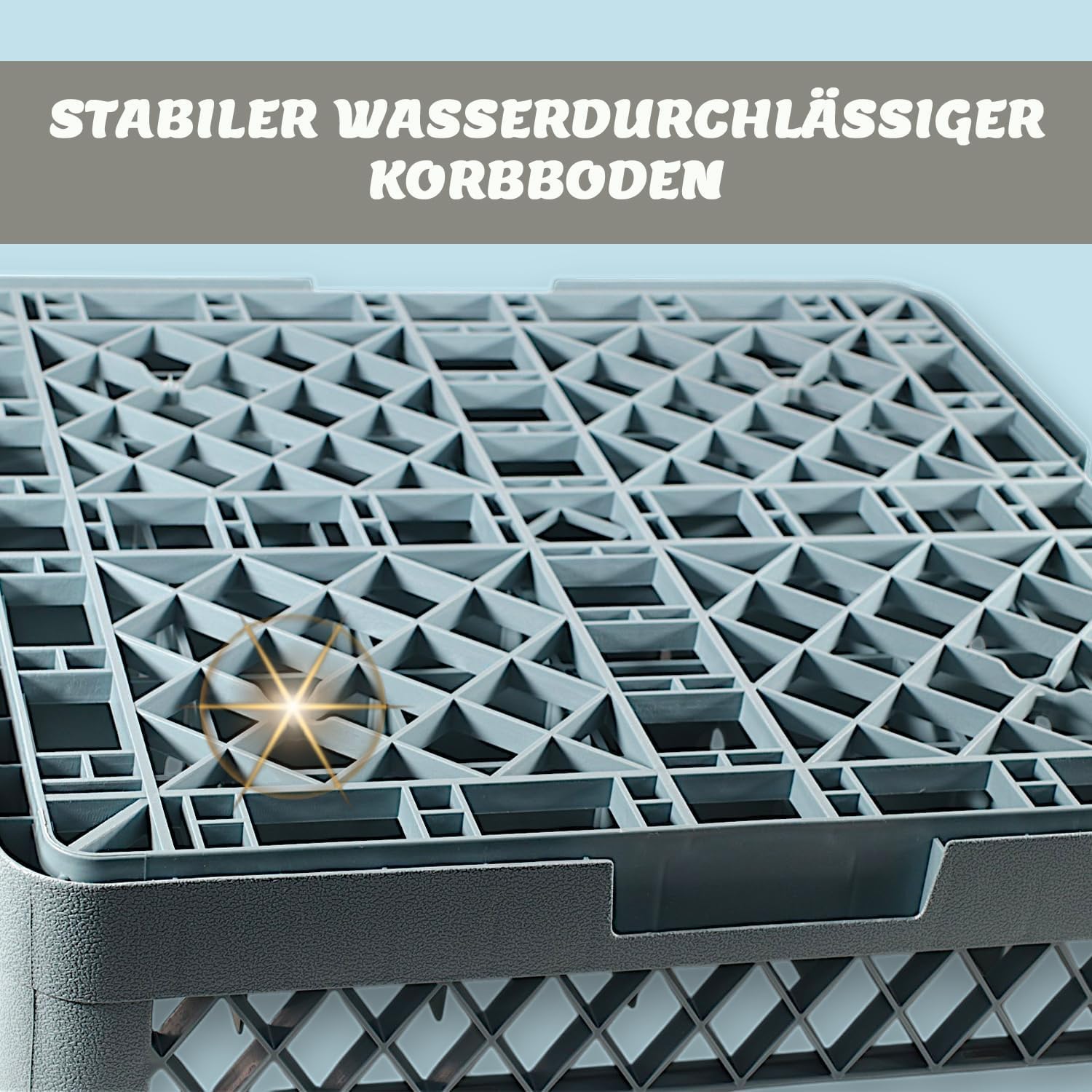 Kerafactum Panier lave-linge avec 64 doigts pour assiette et verres, tasses pour machine à laver Gastro Grille universelle en plastique 50 x 50 cm