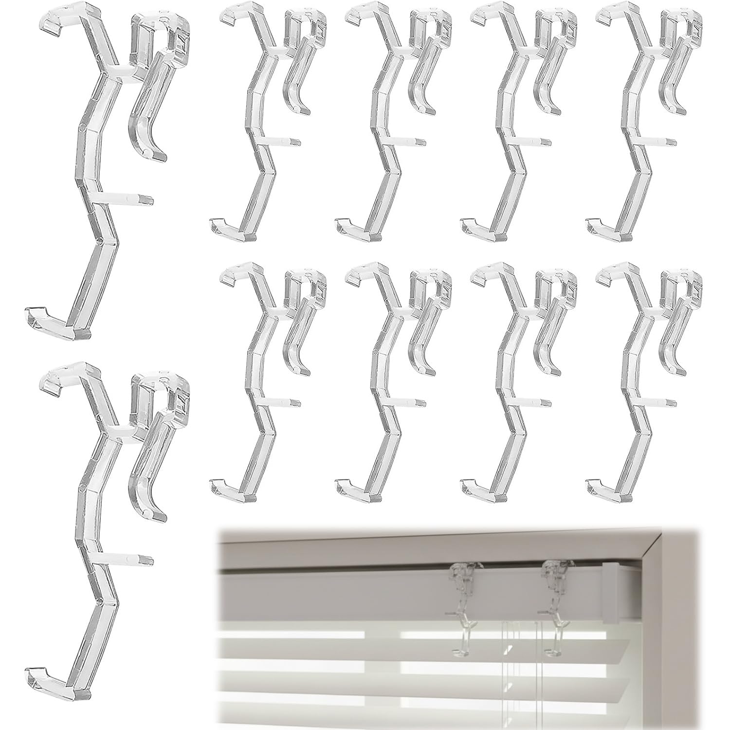 10 Pcs Valance Clips, Clear Valance Clips for Horizontal Blinds - 2-1/2" (64mm) Hidden Curtain Retainer Holder, Blind Parts Compatible with Wood Blinds & Mini Blinds