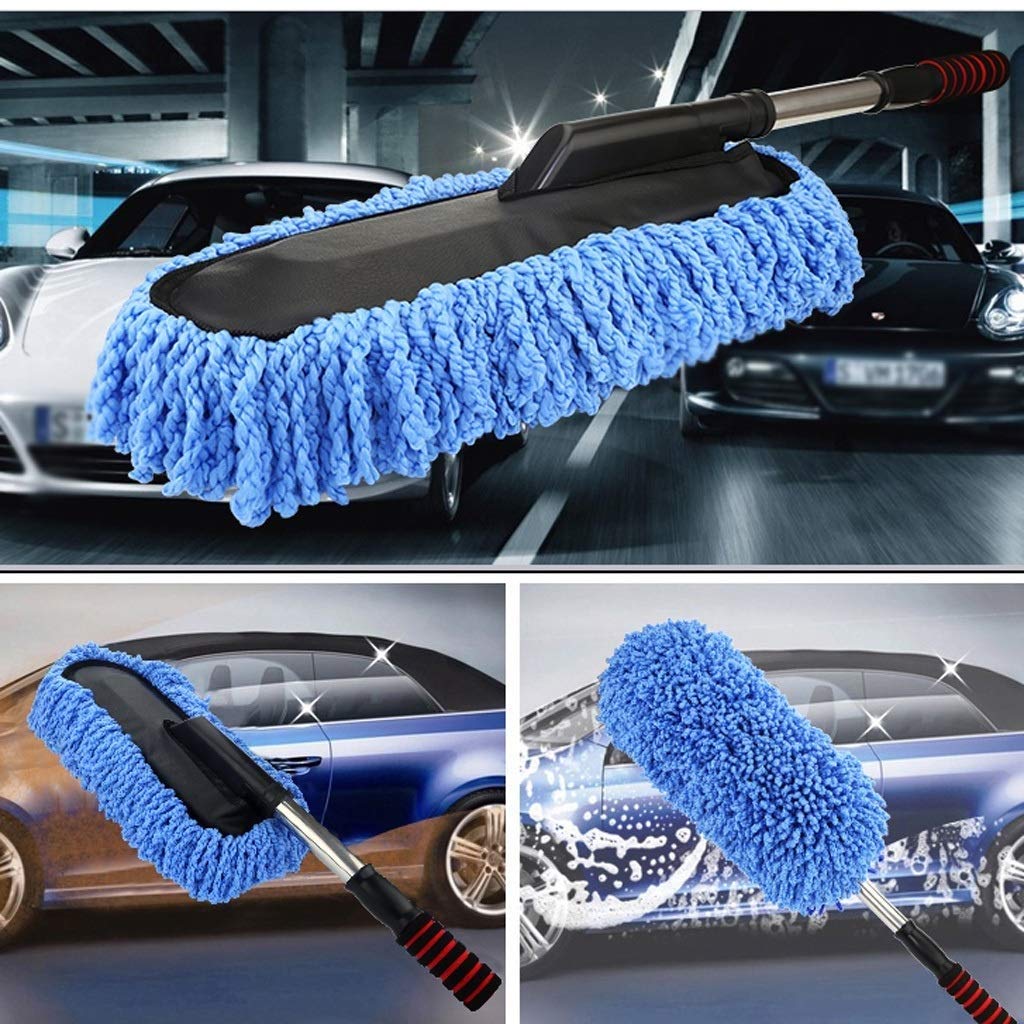 Spazzola telescopica rimovibile in fibra di cera per auto spazzola per spolverare auto strumento per spolverare auto mop cera spolverino esterno interno kit di pulizia