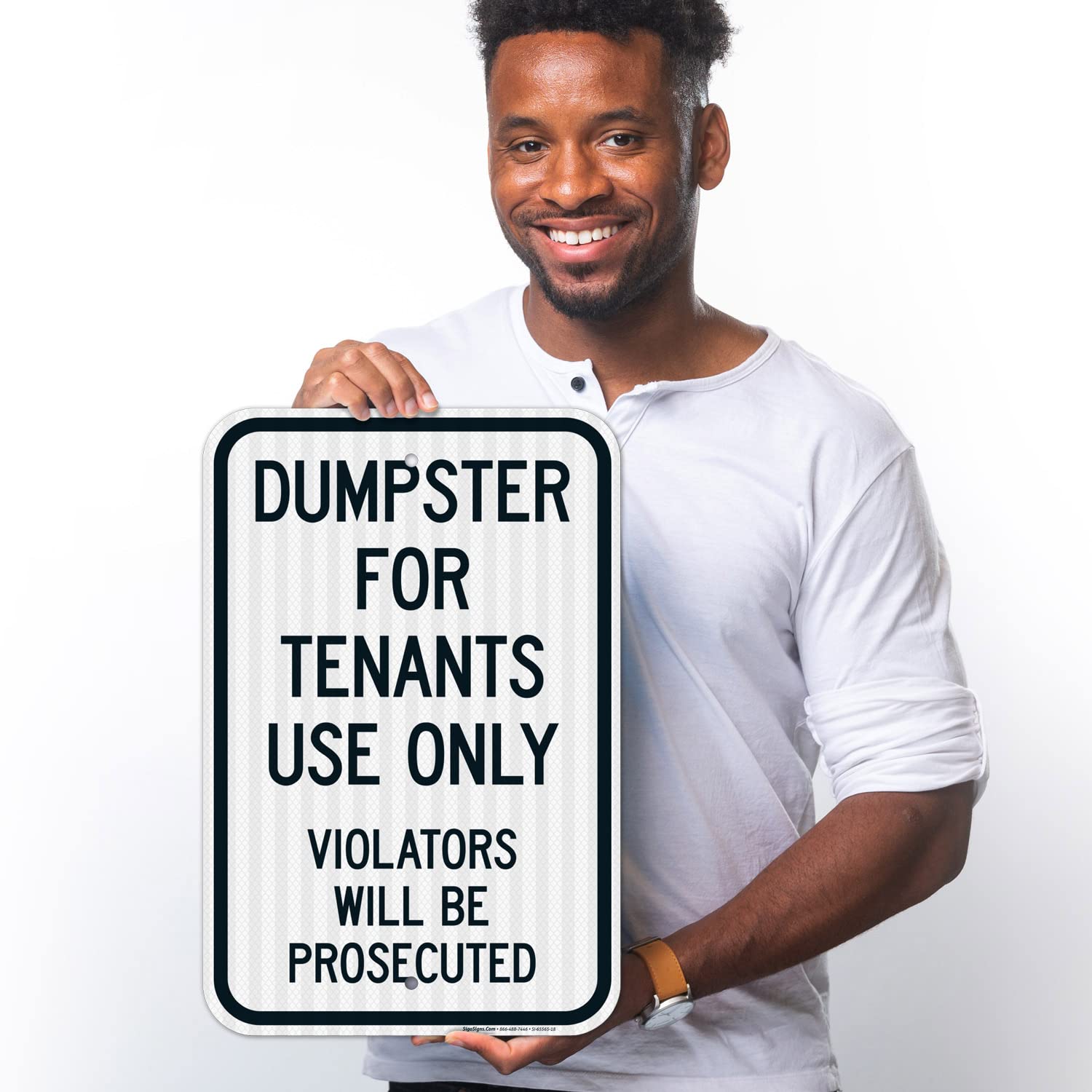 Dumpster for Tenants Use Only Violators Prosecuted Sign, 12x18 Inches, 3M EGP Reflective .063 Aluminum, Fade Resistant, Made in USA