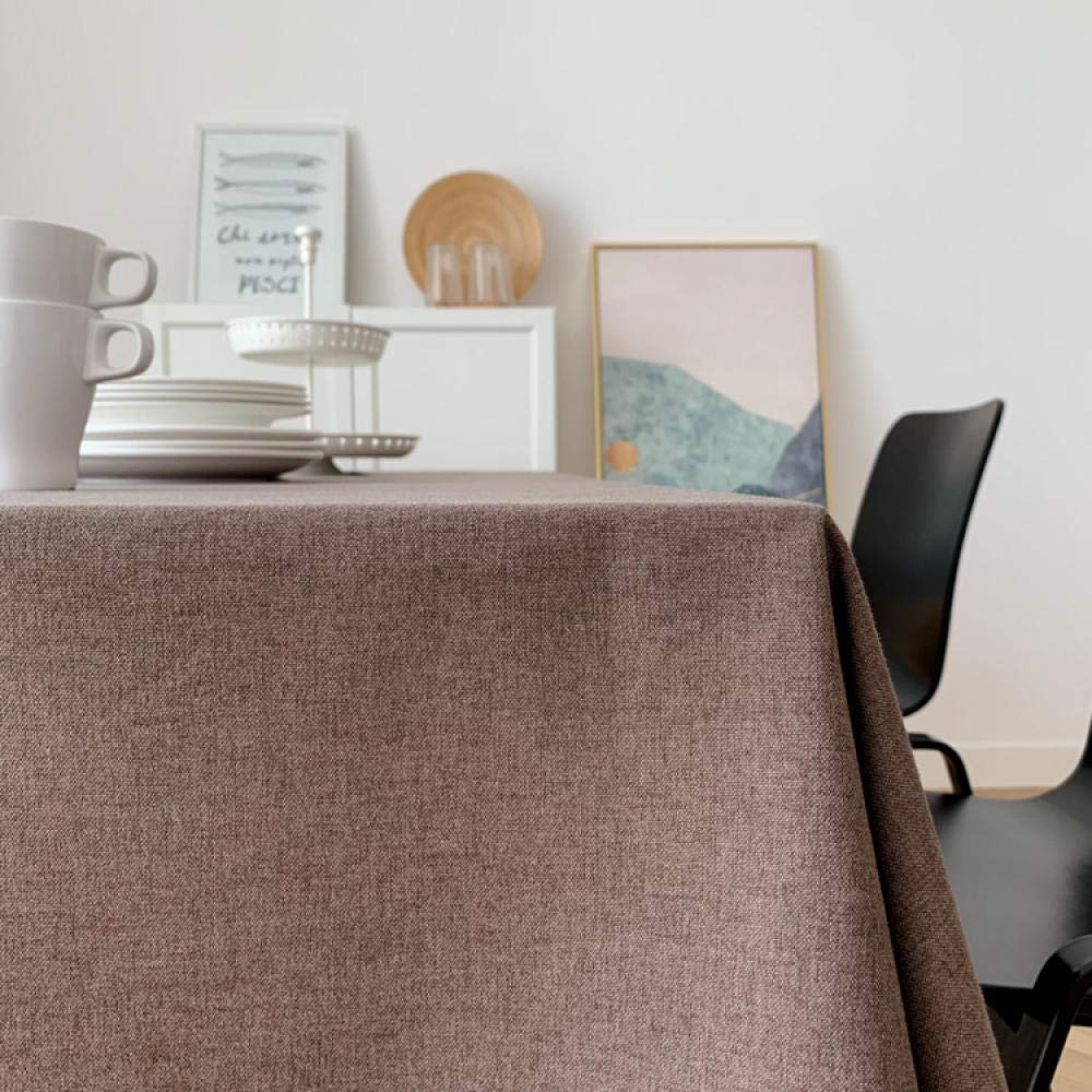 Manteles Antimanchas Mantel Rectangular de Antimanchas Cotton Linen Solid Color Impermeable Vintage decoración Coffee 240 × 240cm