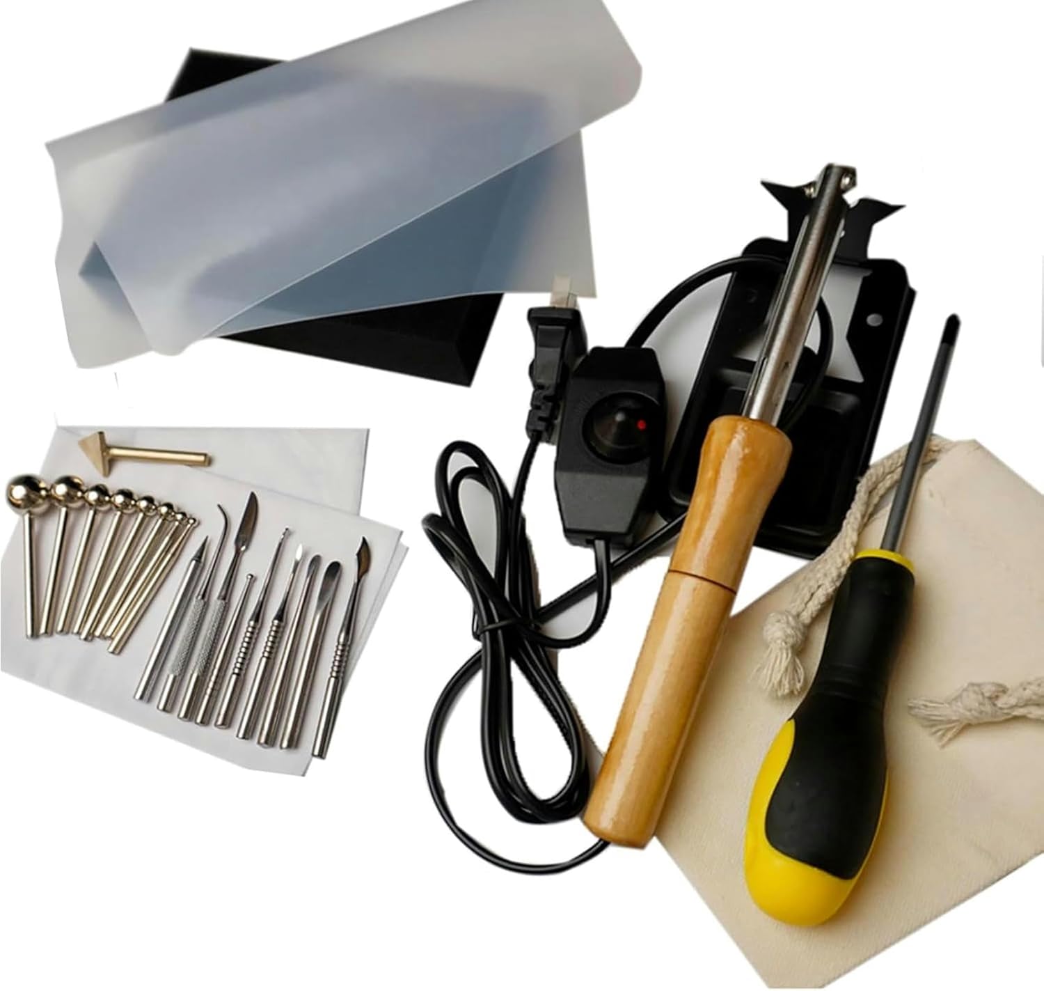 Electric Fabric Flower Maker, Artificial Flower Ironing Machin, 18 Ironing Heads, with Anti-scalding Bracket, Fake Flower Making Tool Set, for Handmade Flower Making Lovers