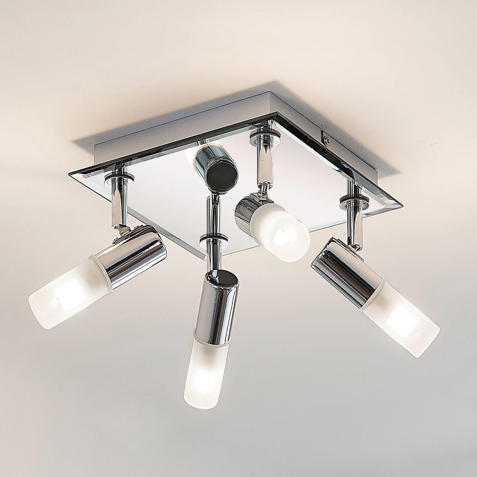 Lindby Plafonnier Salle De Bain Zela à intensité variable (Moderne) en Argent Métal e. a. pour de bain (à 4 lampes, G9) WC Luminaire Lampe Plafond Eclerage