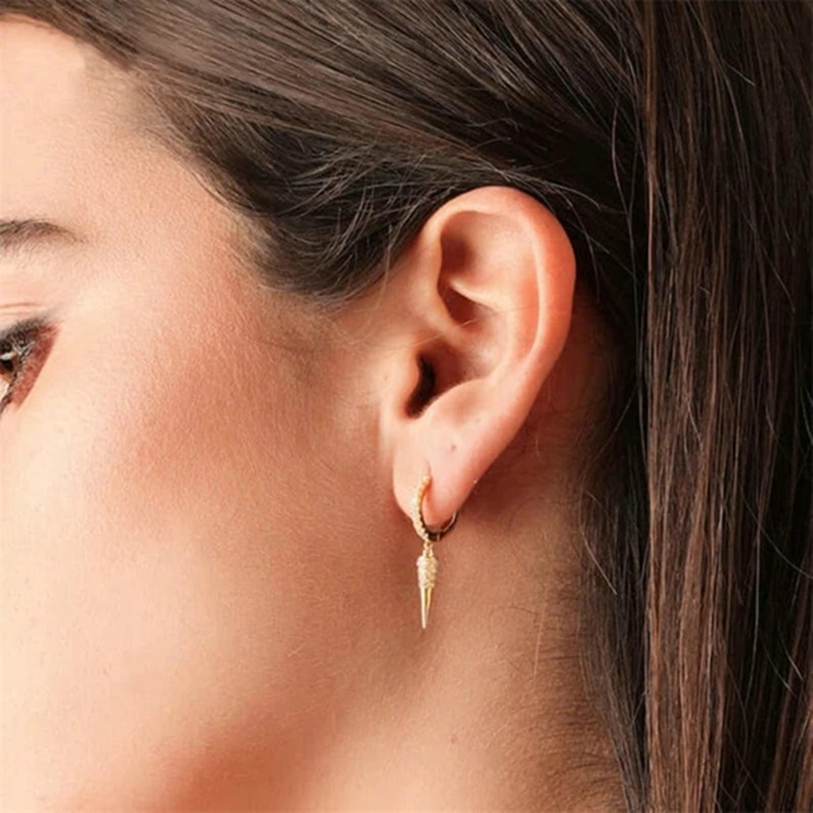 Feng Shui Ohrhänger für Damen, formell, Ohrhänger für Damen, Tropfenohrringe aus Sterlingsilber, kegelförmig, mit Zirkonia