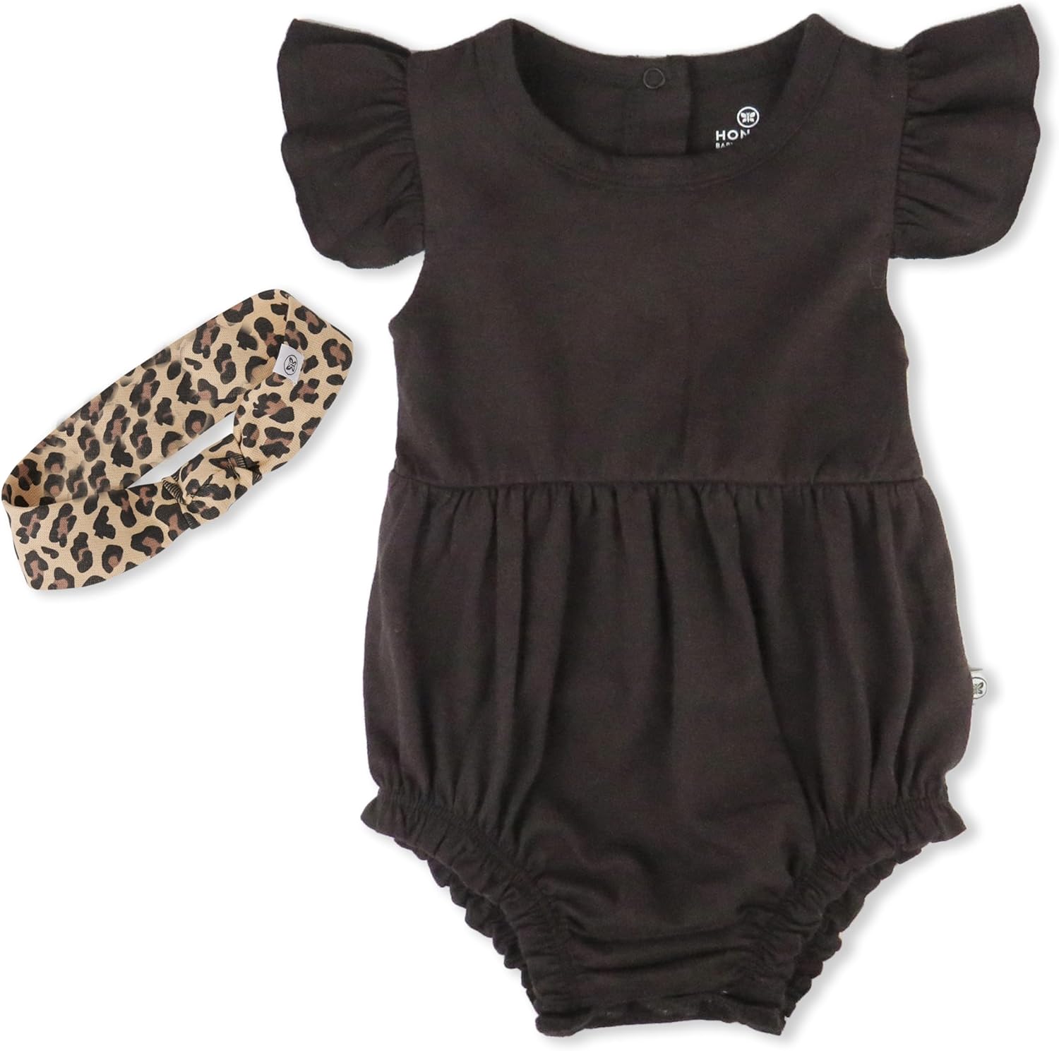 HonestBaby Bubble Romper and Headband Set Organic Cotton for Infant Baby and Toddler Boys, Girls, Unisex