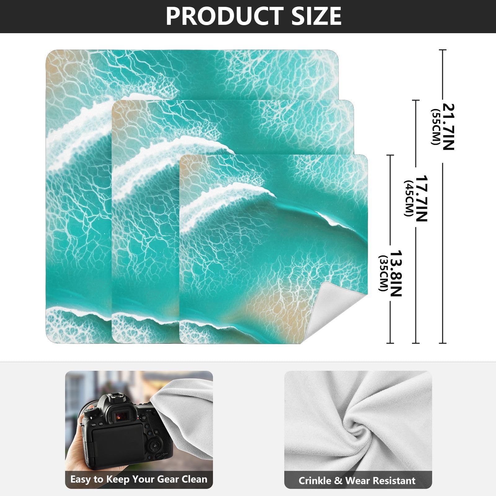 Camera Protective Wrap Ocean Waves Beach Self Adhesive Cloth 13.8