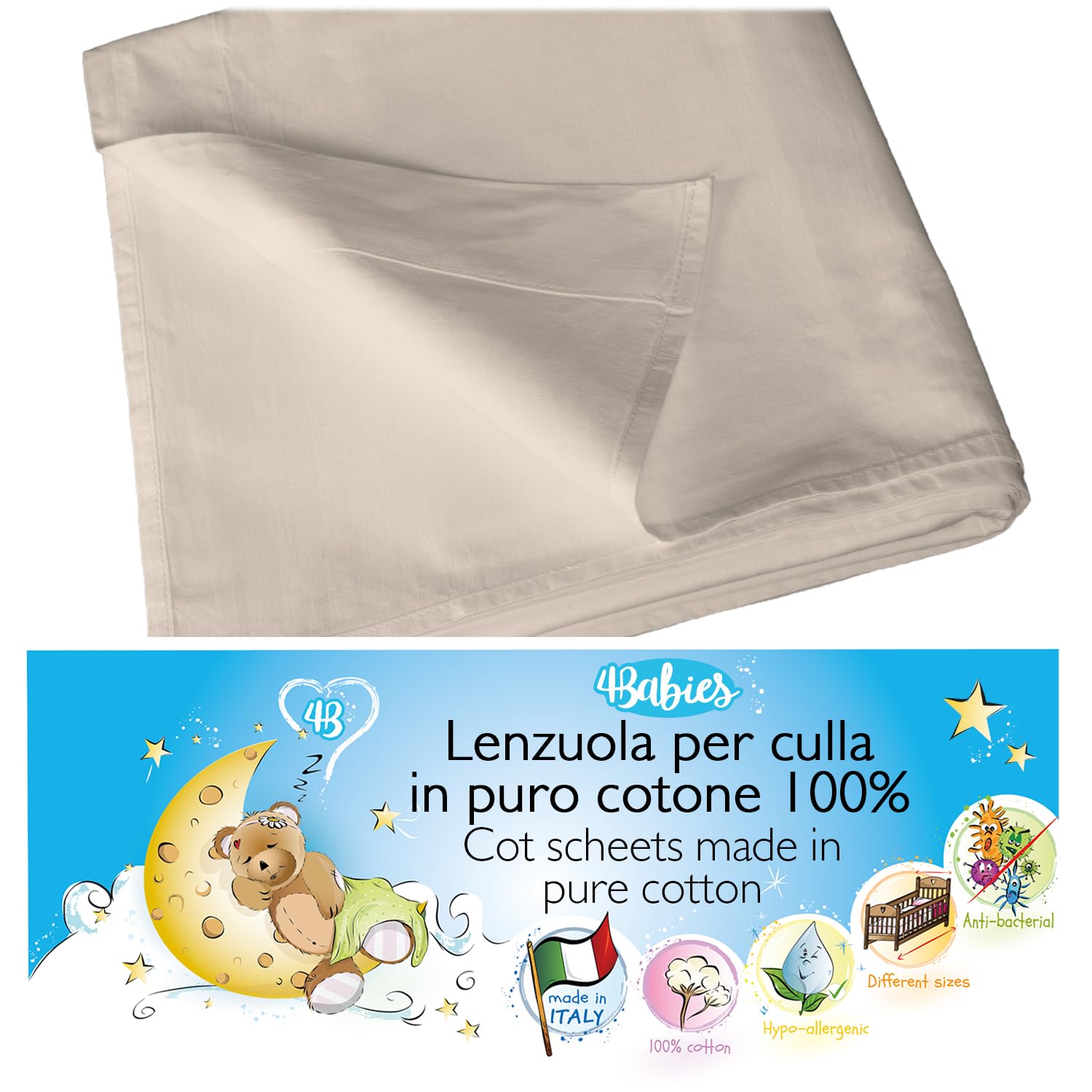 Drap plat bébé en coton 4BABIES idéal pour de douces siestes en été